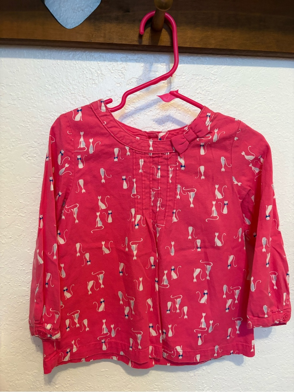 Carter's Pink Long-Sleeve Cat Print Top